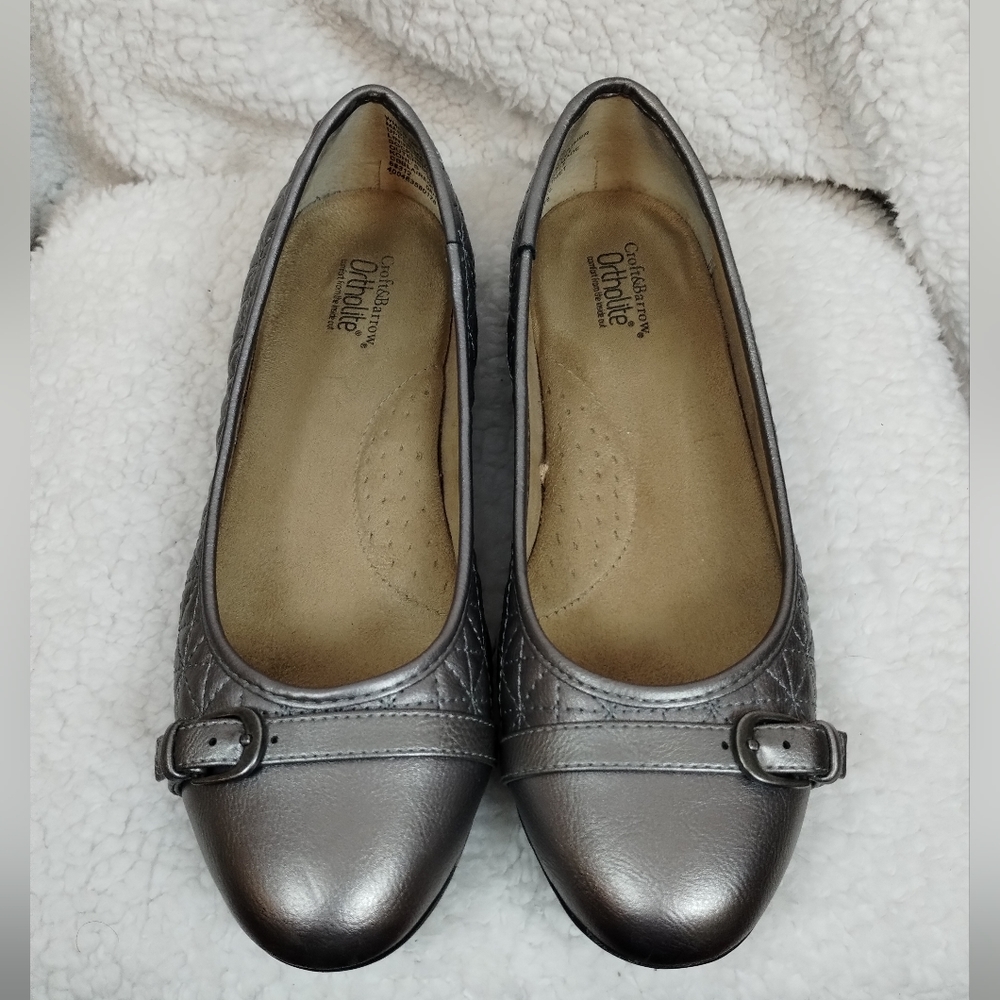 Croft & Barrow Silver Metallic Flats Size 8